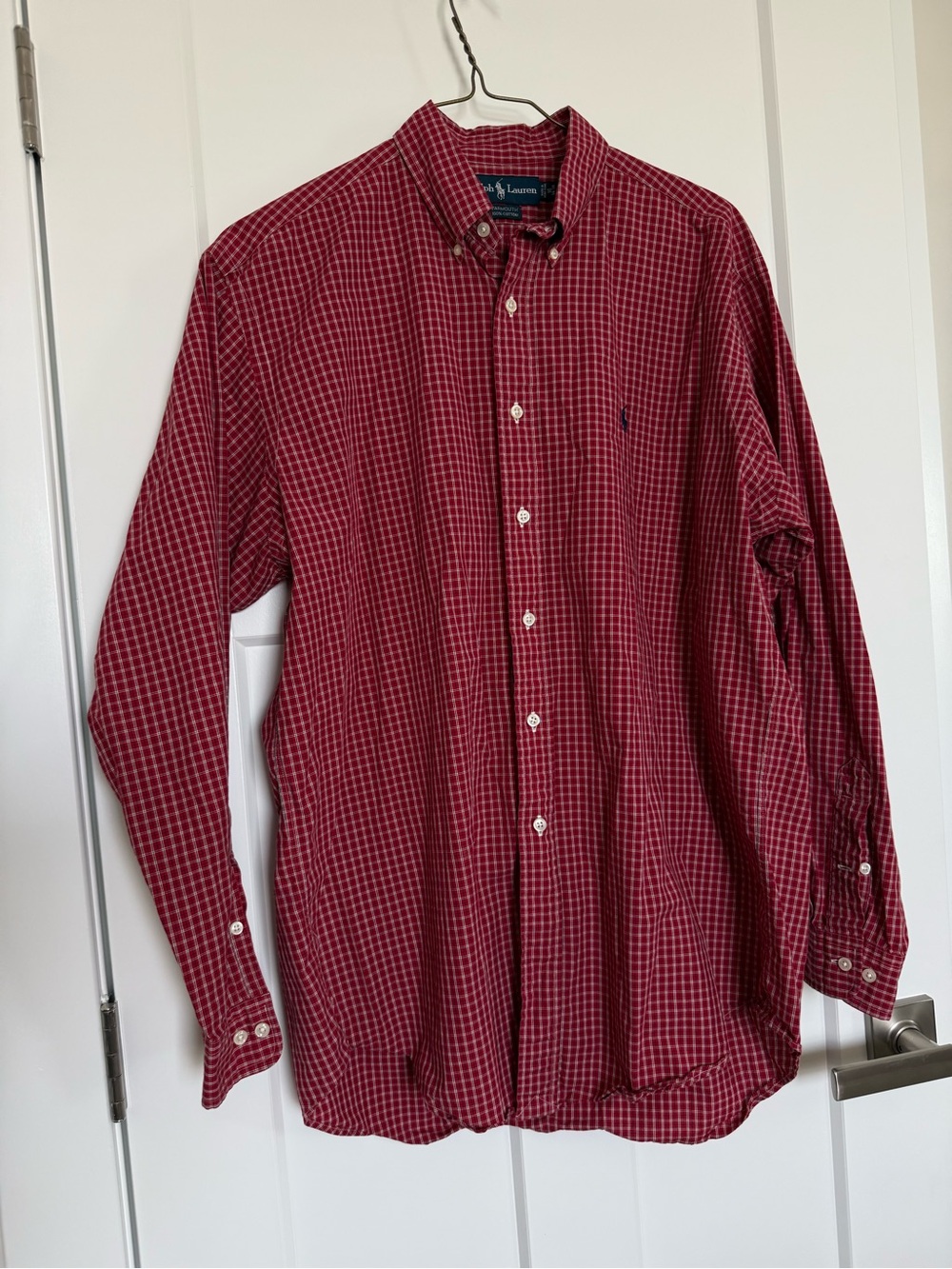 Ralph Lauren Red Check Button-Down Dress Shirt size 16 34/35